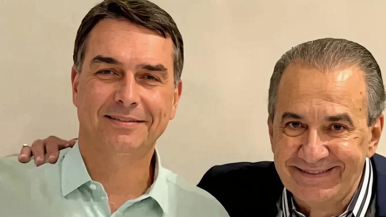Flávio Bolsonaro e o pastor Silas Malafaia. (Foto: Reprodução/X)