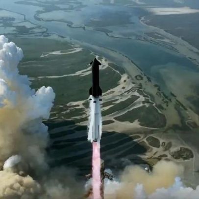 Vídeo mostra momento do lançamento da Starship, missão SpaceX