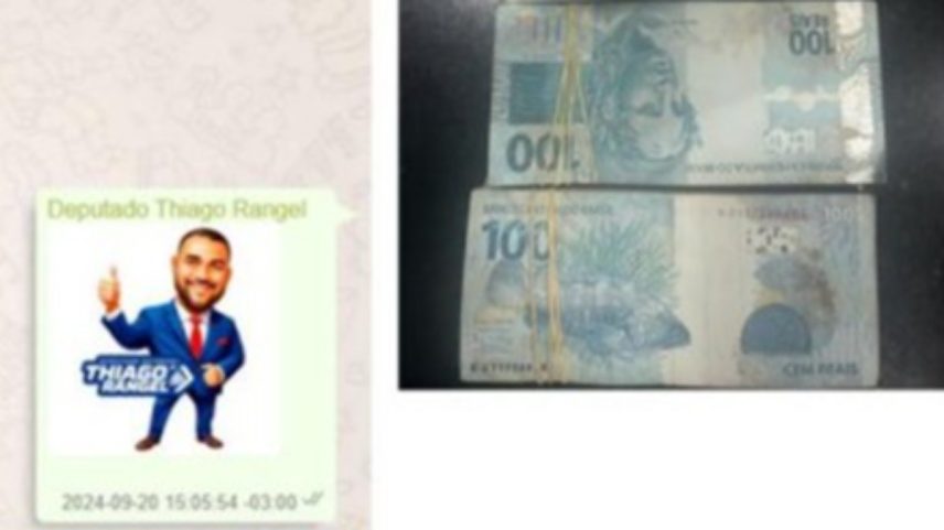 Deputado preso postou figurinha com a própria imagem após receber foto de dinheiro vivo — Foto: Reprodução