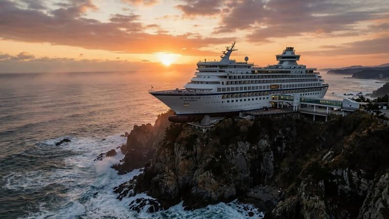 Resort em formato de navio, 165 m, no penhasco, vira atração na Coreia