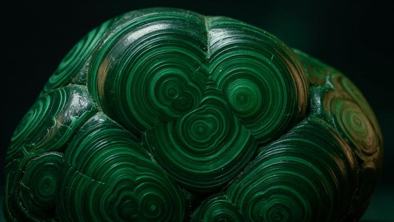 Mineral de cobre com faixas em tons de verde brilhante utilizado na decoração de palácios – Créditos: depositphotos.com / Minakryn