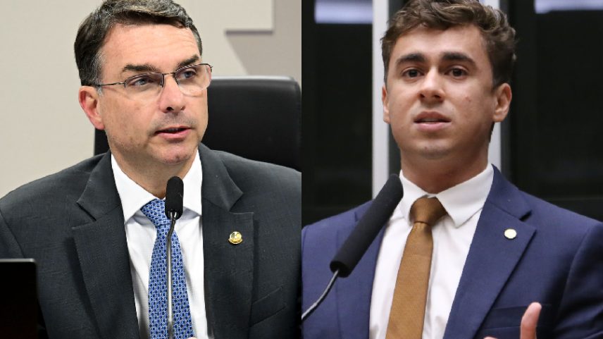 Flávio Bolsonaro (PL-RJ) e Nikolas Ferreira (PL-MG)