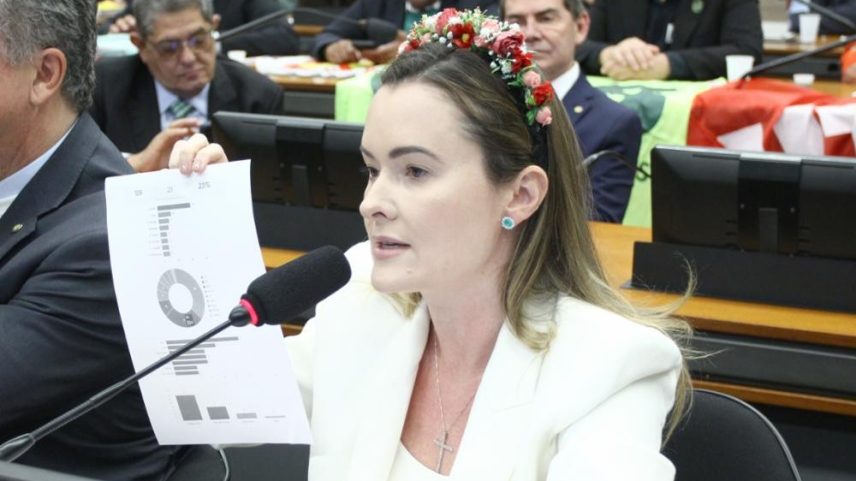 A deputada Julia Zanatta (PL-SC), durante sessão na Comissão Especial sobre o Fim da Escala 6x1 (PEC 221/19)