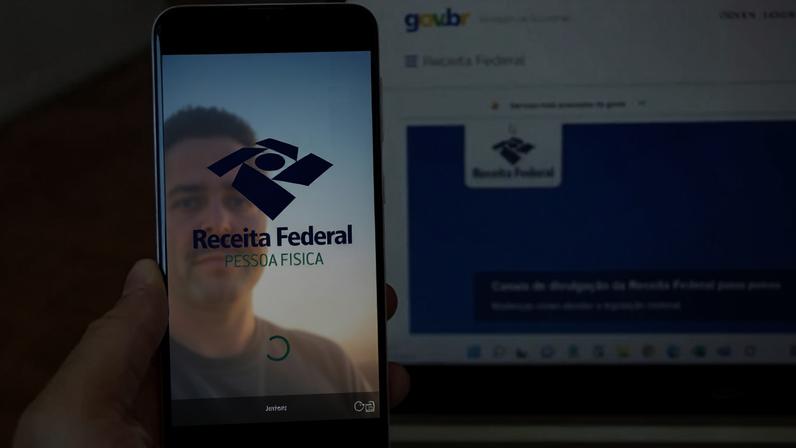 Imagem colorida de tela de aplicativo da Receita Federal