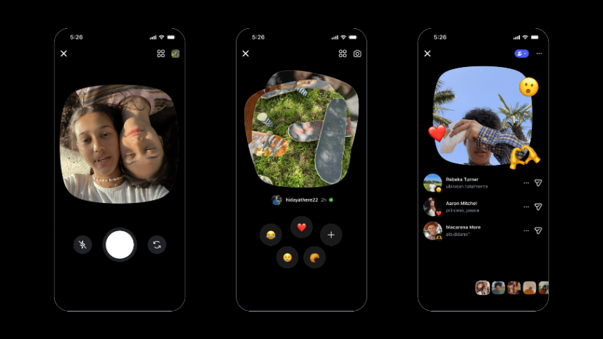 Interface do Instants, do Instagram