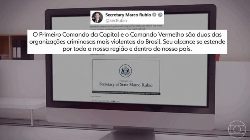Cobertura do “Jornal Nacional” sobre a classificação do PCC e do CV como “organizações terroristas” pelos EUA foi dividida em 2 momentos