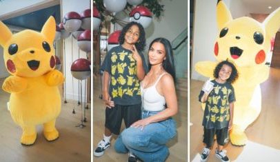 Kim Kardashian realiza festa de aniversário para o filho com Pokémon gigante