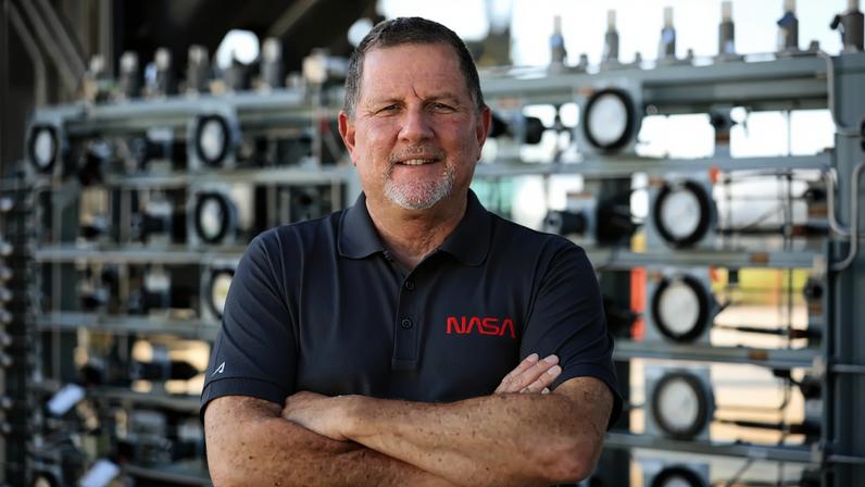 Kenny Heckle, lead, mechanical operations, Launch Equipment Test Facility at NASA’s Kennedy Space Center in Florida, poses for a photograph on Monday, May 26, 2026. Heckle is among the first engineers and technicians sworn in as new NASA civil servants as part of the administrator’s workforce directive to restore technical core competencies within the civil servants ranks.