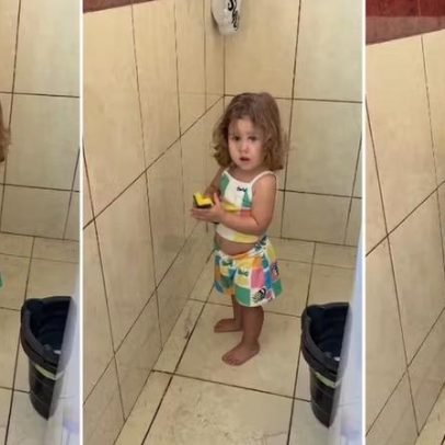 Menina de 2 anos faz faxina em casa e vídeo viraliza