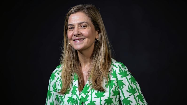 Leila Pereira, presidente do Palmeiras, durante partida contra o Gremio na Arena Barueri