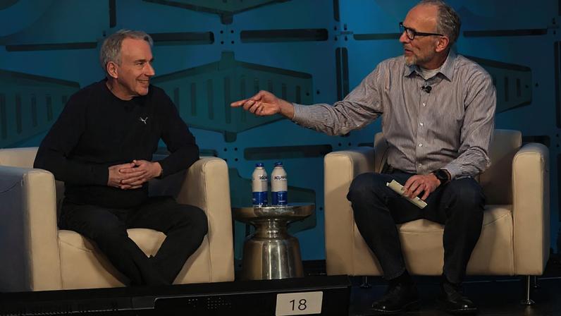 Linus Torvalds and Dirk Hohndel at Open Source Summit North America 2026
