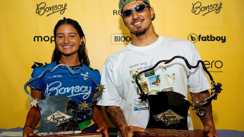 Luana Silva e Gabriel Medina lideram o Mundial