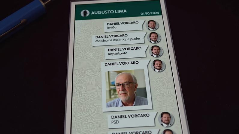 Mensagem de Vorcaro ao sócio sobre denúncia do deputado Luiz Paulo — Foto: Reprodução/TV Globo