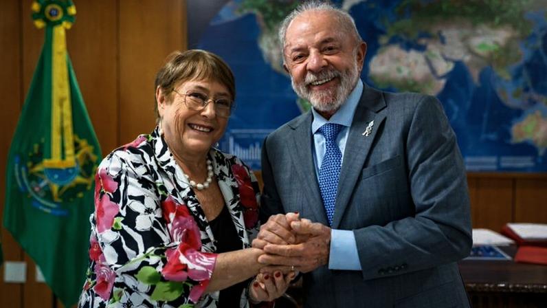 Presidente Lula recebeu Michelle Bachelet no Planalto; Brasil e México são os principais apoiadores da candidata à secretaria-geral da ONU
