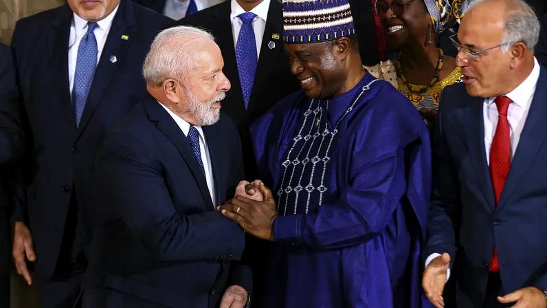 Presidente da República, Luiz Inácio Lula da Silva, durante encontro com o presidente da República da África do Sul, Cyril Ramaphosa. Foto: Ricardo Stuckert/PR