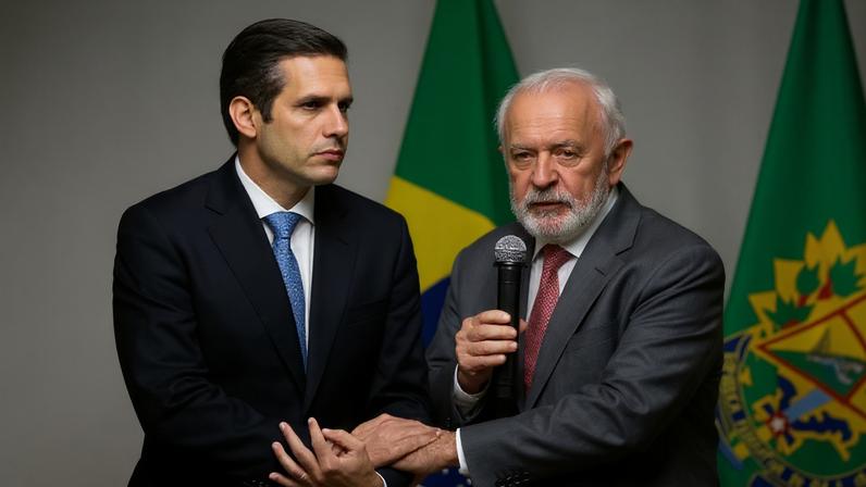 Presidente Luiz Inácio Lula da Silva reunido com o líder da Câmara dos Deputados, Hugo Motta — Foto: Fabio Rodrigues-Pozzebom/Agência Brasil