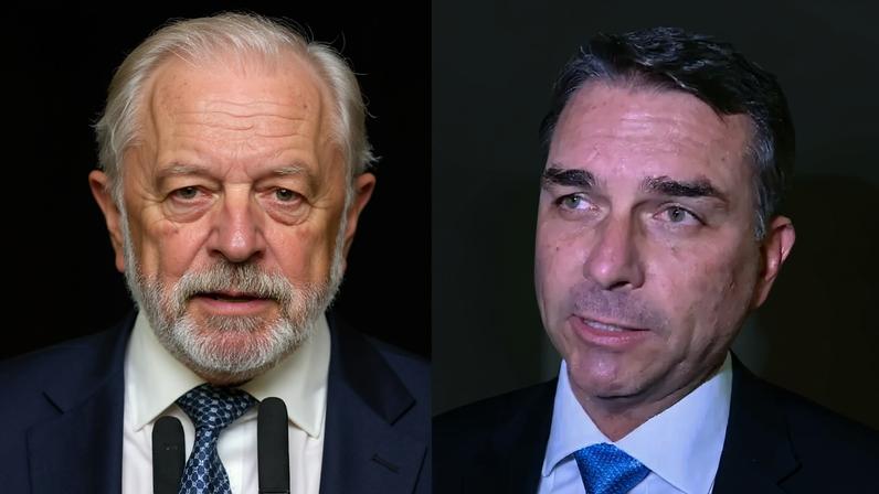 O presidente da República, Luiz Inácio Lula da Silva; e o senador Flávio Bolsonaro (PL-RJ)
