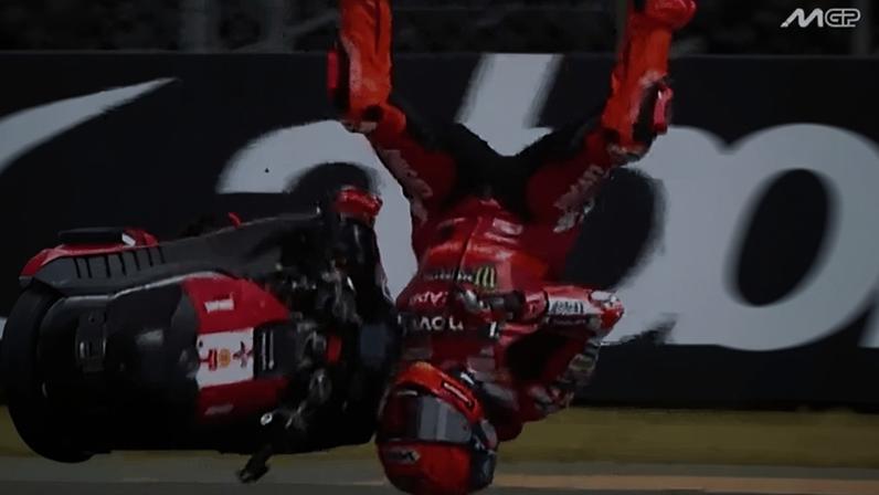 Marc Márquez sofreu uma queda feia em Le Mans, na MotoGP