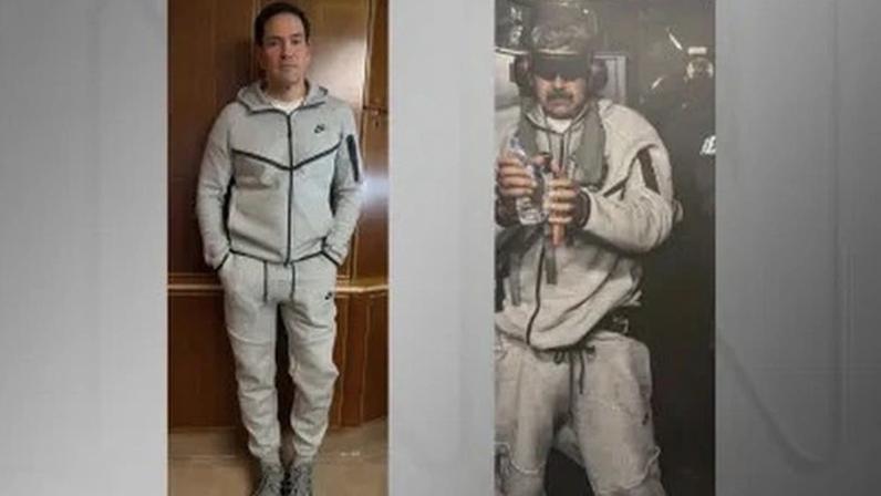Marco Rubio, secretário de Estado dos Estados Unidos, usa agasalho igual ao utilizado por Nicolás Maduro após ser capturado por forças dos Estados Unidos