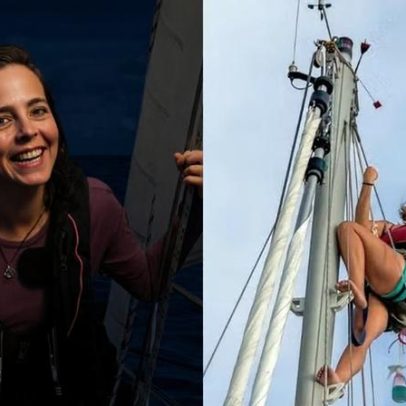 Brasileira cruza o Atlântico de veleiro enfrentando ondas e entrada de água