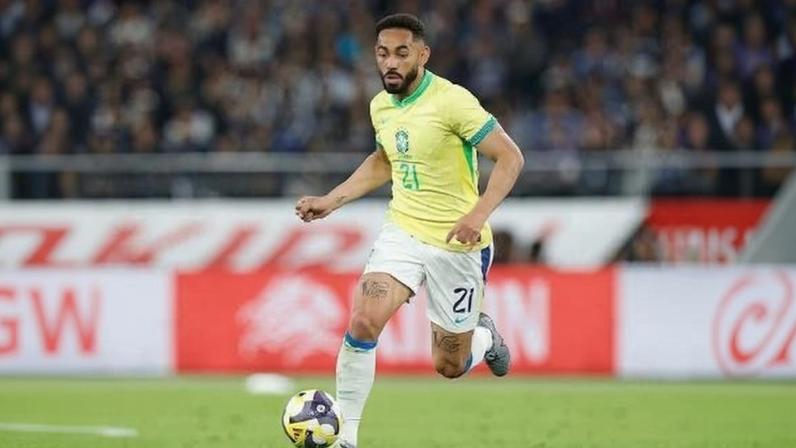 Matheus Cunha em amistoso realizado em 2025