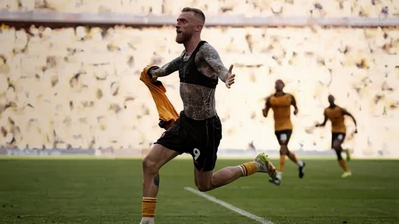 Oli McBurnie, atacante do Hull City, celebrando o gol marcado na final dos playoffs da Championship