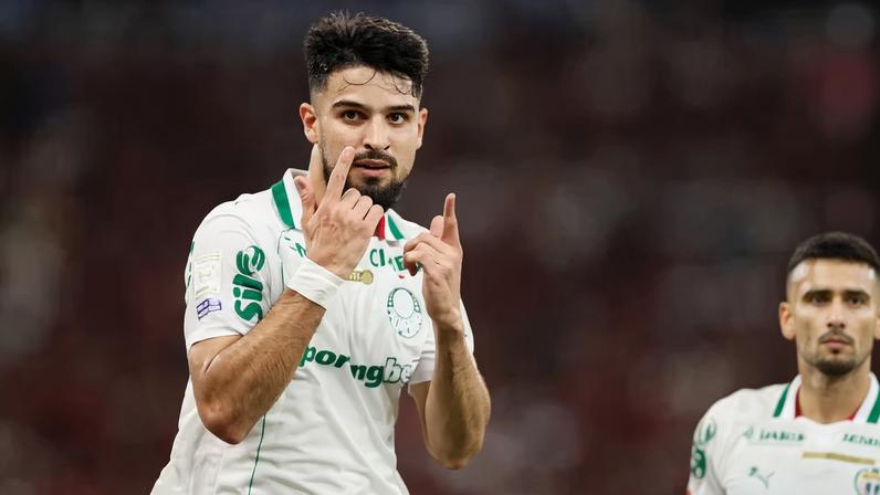 Flaco López comemora gol do Palmeiras contra o Flamengo — Foto: André Durão