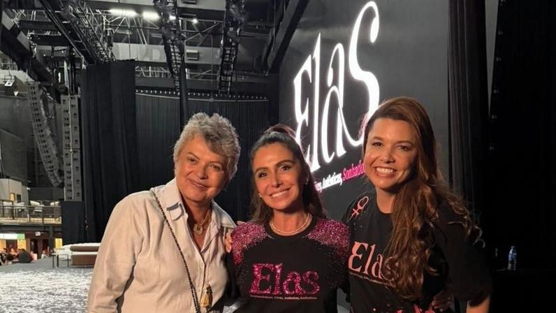 Meire Medeiros (à esq.), CEO do Grupo MM Eventos, ao lado da atriz Giovanna Antonelli no evento "Elas"
