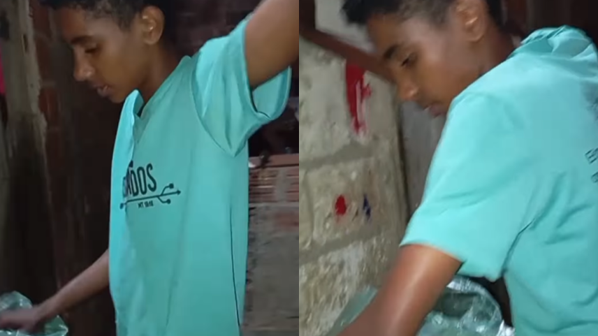 Menino emociona ao comprar comida para mãe com o 1º salário