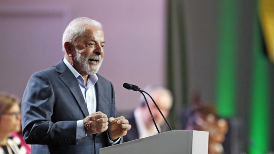 Presidente Luiz Inácio Lula da Silva discursa — Foto: Bruno Peres/Agência Brasil