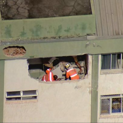 Antes e depois de prédio atingido por avião em Belo Horizonte