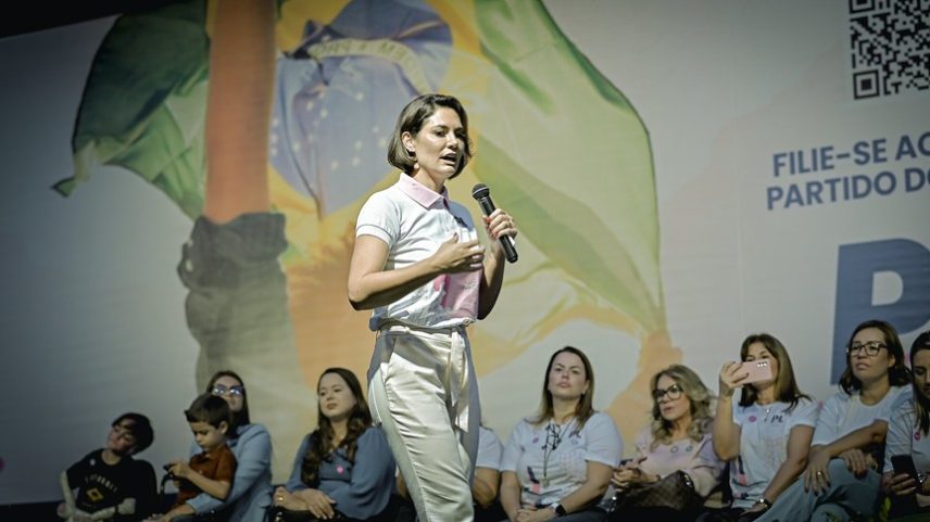 Michelle Bolsonaro, durante Encontro Estadual do PL Mulher em João Pessoa, em julho — Foto: Divulgação/Zack Stencil/PL