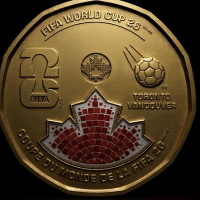 Canadá lança moeda de 1 dólar comemorativa para a Copa de 2026