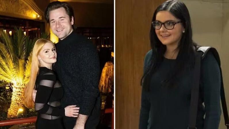 A atriz Ariel Winter com o namorado, Luke Benward; ela em cena de 'Modern Family'