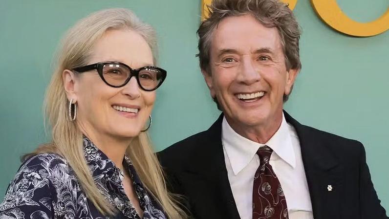 Meryl Streep e Martin Short comparecem à estreia da 4ª temporada de 'Only Murders In The Building', em 22 de agosto de 2024