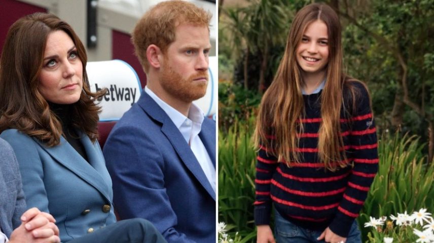 Kate Middleton e príncipe Harry; a princesa Charlotte