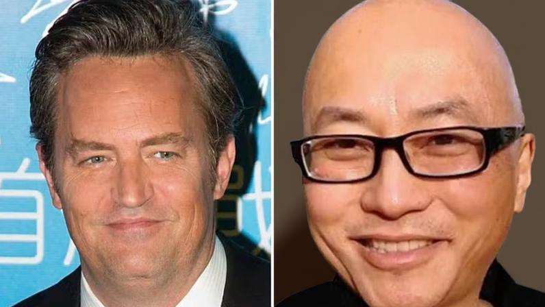 Matthew Perry (1969-2023) e o assistente Kenneth Iwamasa, condenado por envolvimento na morte do ator — Foto: Getty Images; Reprodução