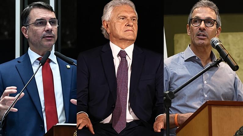 O senador Flávio Bolsonaro e os ex-governadores Ronaldo Caiado e Romeu Zema teceram críticas à decisão de Moraes quanto à Dosimetria