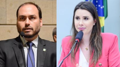 Carlos Bolsonaro (PL) e deputada federal Carol de Toni (PL-SC)