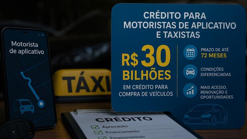 Governo prepara crédito de 30 bilhões para motoristas de aplicativo e taxistas