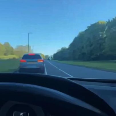 Cavalo em pânico bate em Mercedes após colisão em rodovia na Inglaterra