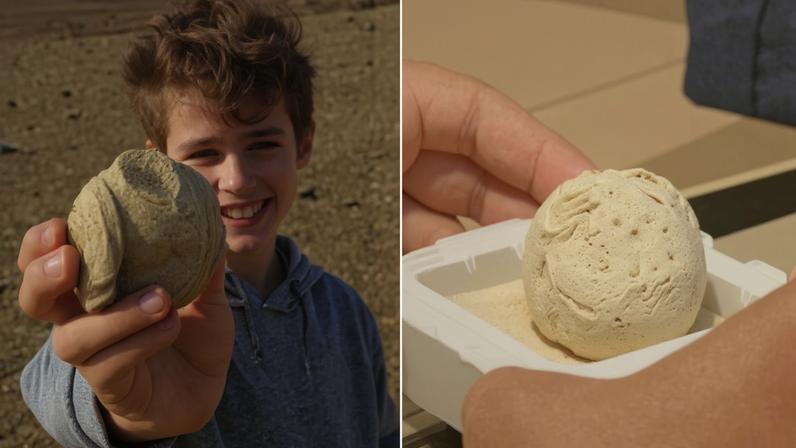 Dor Wolynitz, 8 anos, achou fragmento na Cratera Ramon enquanto procurava objetos para mostrar aos colegas