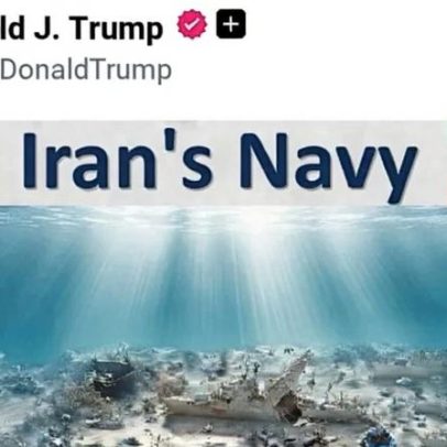 Trump publica imagem de navios afundados e ironiza a Marinha Iraniana
