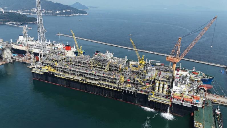 Brasília (DF), 01/05/2026 - Navio-plataforma P-79 no estaleiro Hanwha Ocean, na Coreia do Sul. Foto: Petrobras/Divulgação