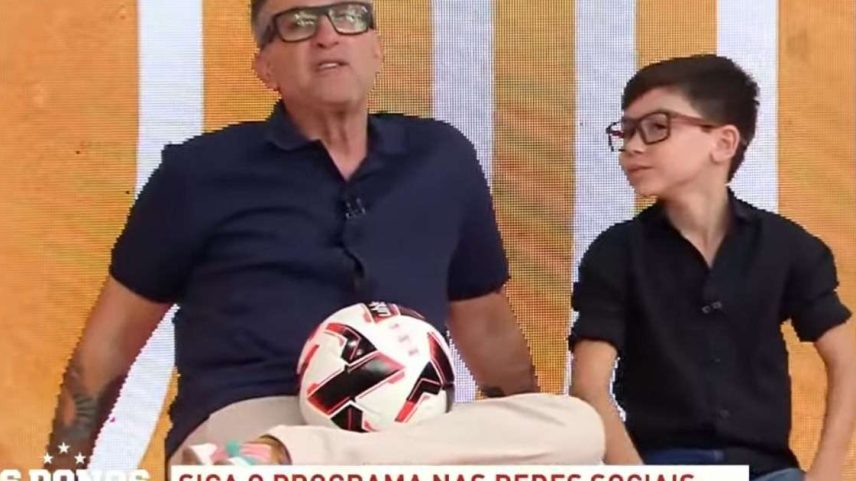 Bernardo, Mini Craque Neto, participou do programa Os Donos da Bola, da Band, com o apresentador