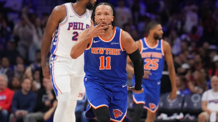New York Knicks em vitória sobre o Philadelphia 76ers nos playoffs da NBA (Foto: Jesse D. Garrabrant/NBAE via Getty Images/AFP)