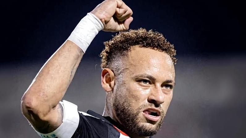 Neymar, do Santos, comemora gol contra o Deportivo Recoleta, pela Copa Sul-Americana