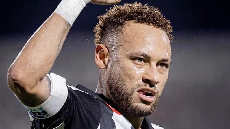 Neymar, do Santos, comemora gol contra o Deportivo Recoleta, pela Copa Sul-Americana