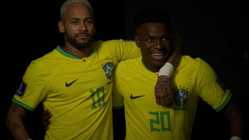 Neymar e Vini Jr. comemoram gol do Brasil sobre a Coreia