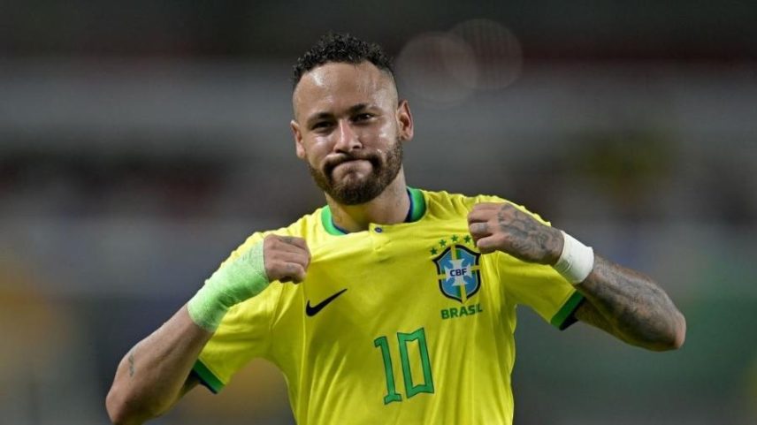 Neymar em seu último gol marcado pelo Brasil, em setembro de 2023, contra a Bolívia